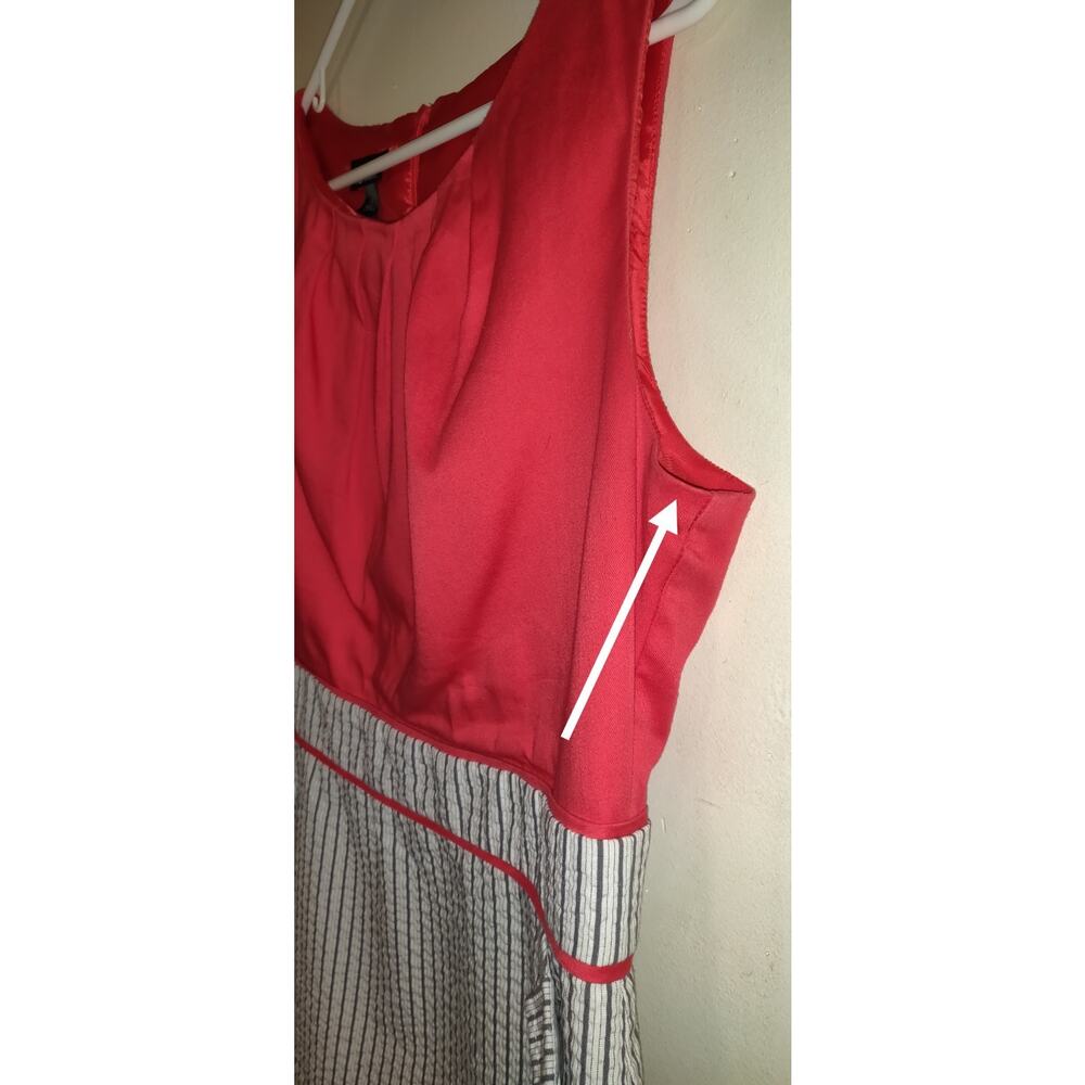Alyx Seersucker Dress Sz 14 Red Gray Nautical Pockets Boating Lined Sleeveless - Picture 13 of 16
